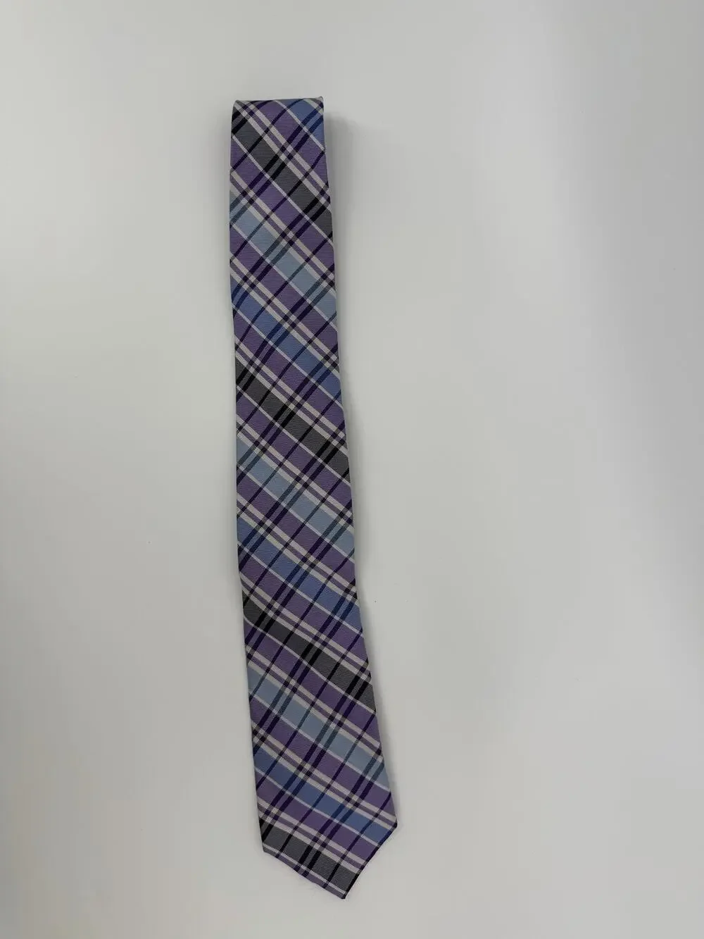 Silk necktie, Merona purple plaid pattern